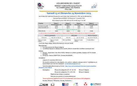   Samedi 23 et Dimanche 24 Novembre 2024 - Concours (2 x 18m), 